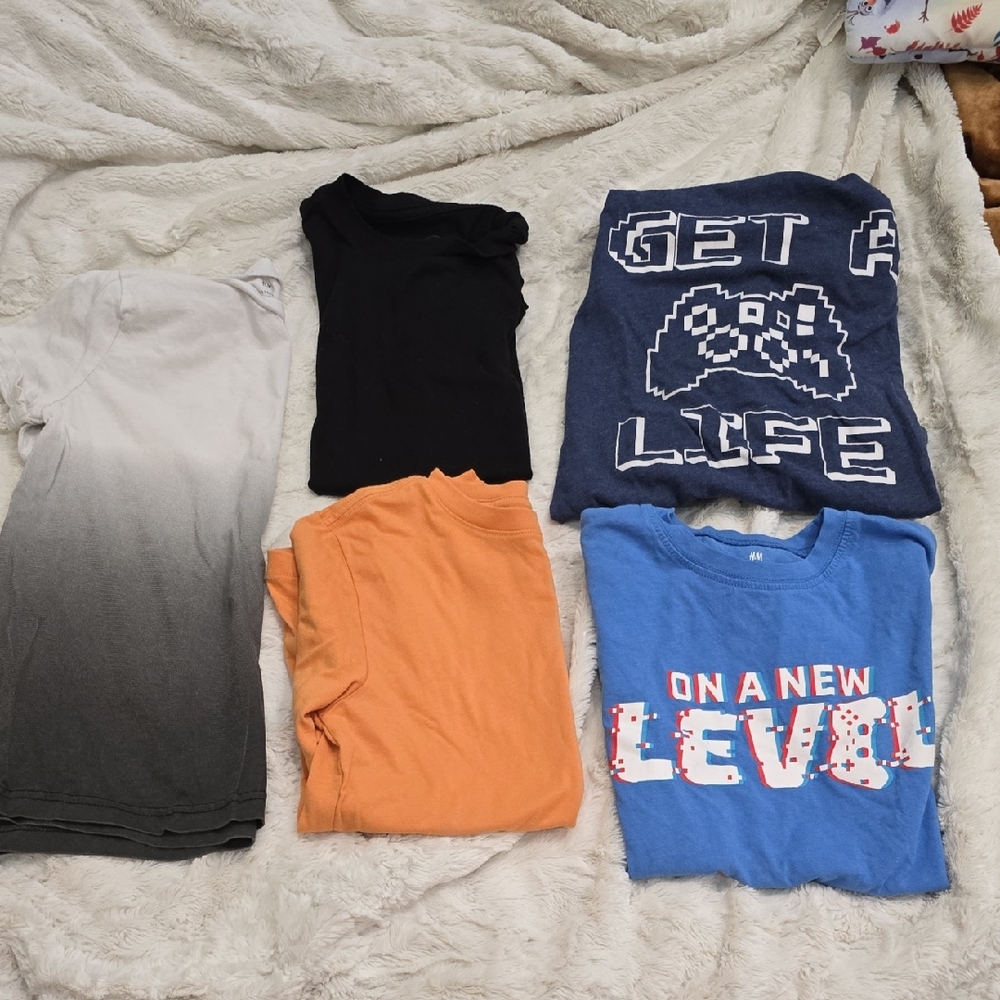 Graphic Kids T-Shirt Bundle - Blue, Black, Orange, Gray Size 8 5 Pak